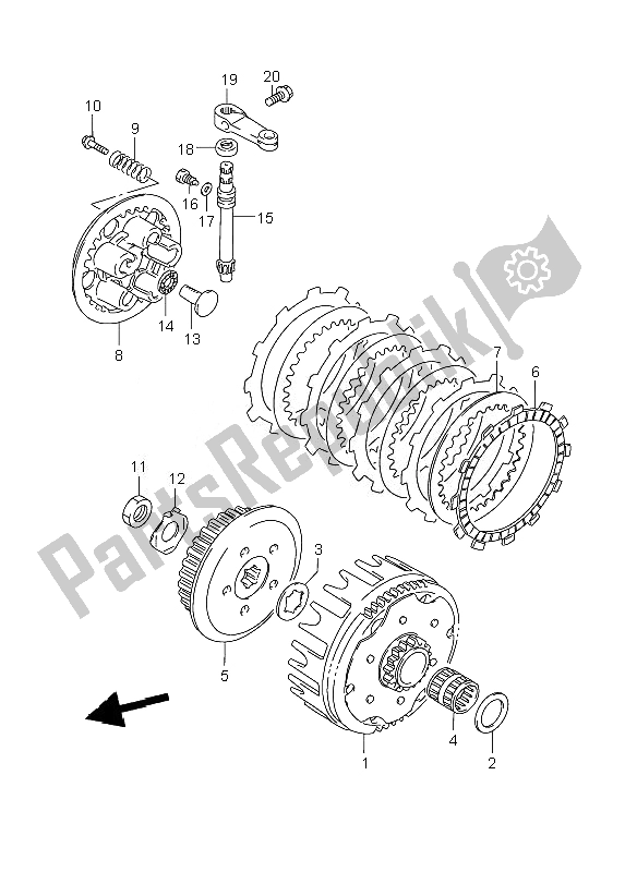 All parts for the Clutch of the Suzuki RM 85 SW LW 2007