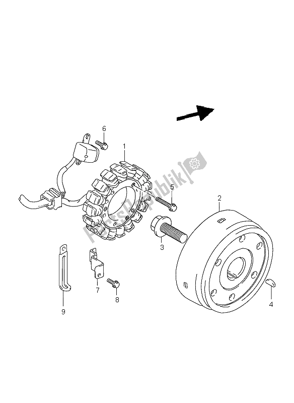 All parts for the Magneto of the Suzuki VL 1500 Intruder LC 2004