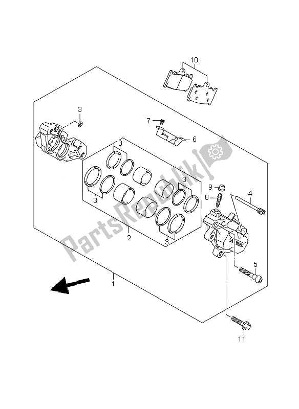 All parts for the Front Caliper of the Suzuki GSF 1250 SA Bandit 2010