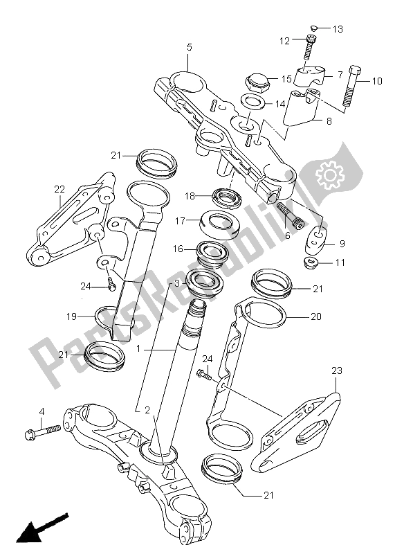 All parts for the Front Fork Bracket (gsf650-u-a-ua) of the Suzuki GSF 650 Nsnasa Bandit 2005