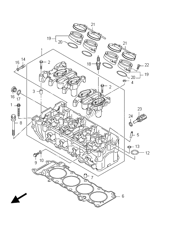 All parts for the Cylinder Head of the Suzuki GSX R 600 2012