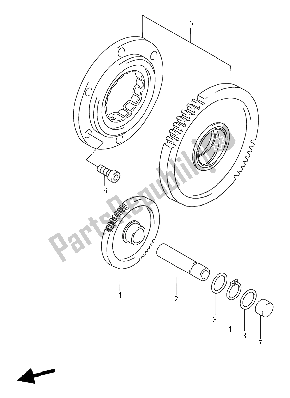 All parts for the Starter Clutch of the Suzuki RF 600R 1995