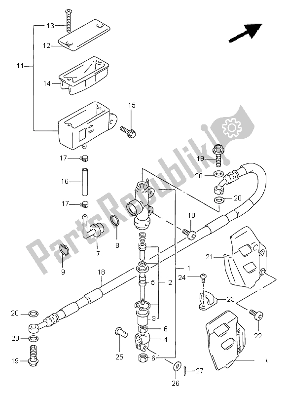 Tutte le parti per il Pompa Freno Posteriore del Suzuki RM 125 1998