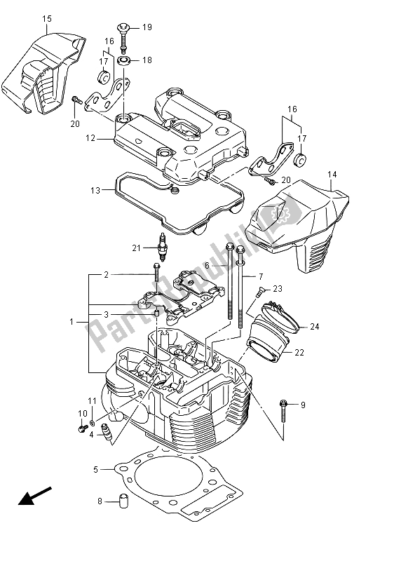 All parts for the Cylinder Head (front)(vzr1800 E02) of the Suzuki VZR 1800 BZ M Intruder 2015