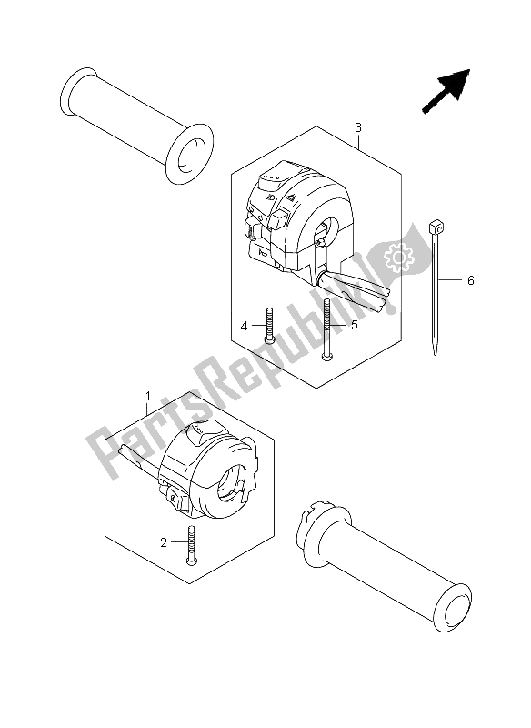 Alle onderdelen voor de Handvat Schakelaar van de Suzuki GSX 650 FA 2009