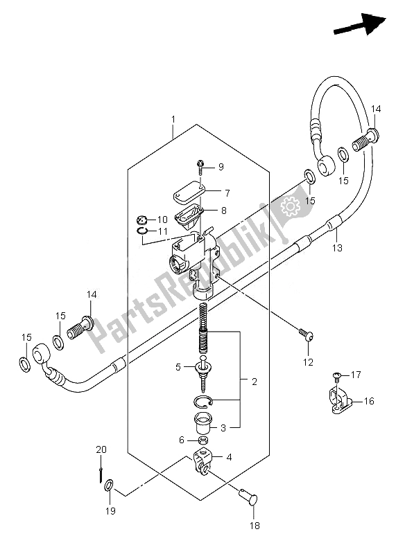 All parts for the Rear Master Cylinder of the Suzuki RM Z 450Z 2007