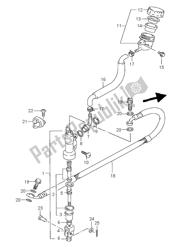 All parts for the Rear Master Cylinder of the Suzuki RM 80 2000