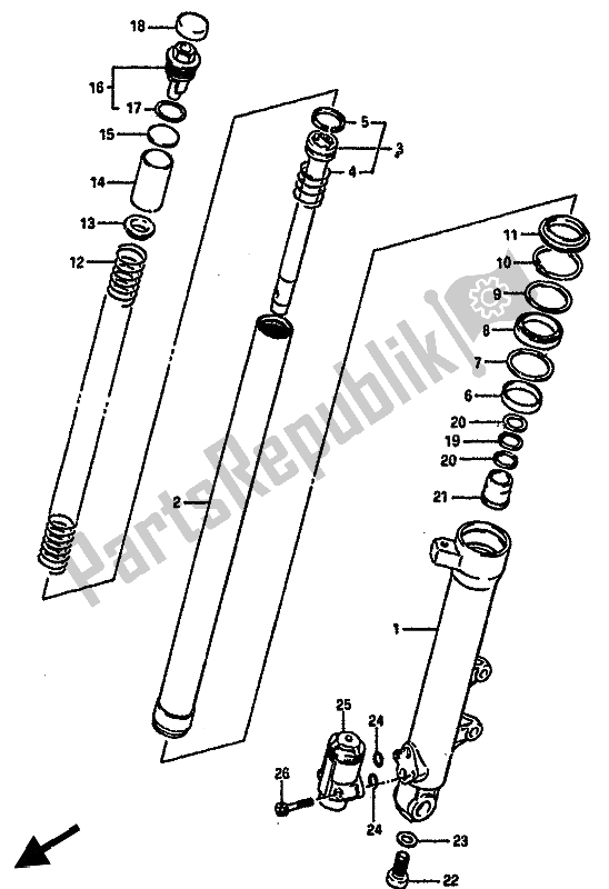 All parts for the Front Lh Damper of the Suzuki GSX R 750 1985