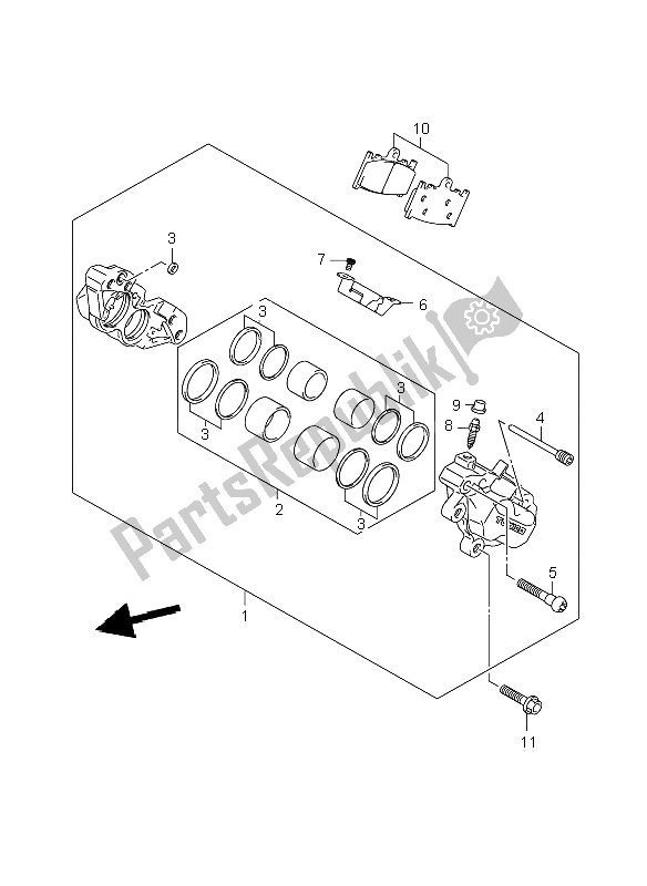 All parts for the Front Caliper (gsr600a-ua) of the Suzuki GSR 600A 2009
