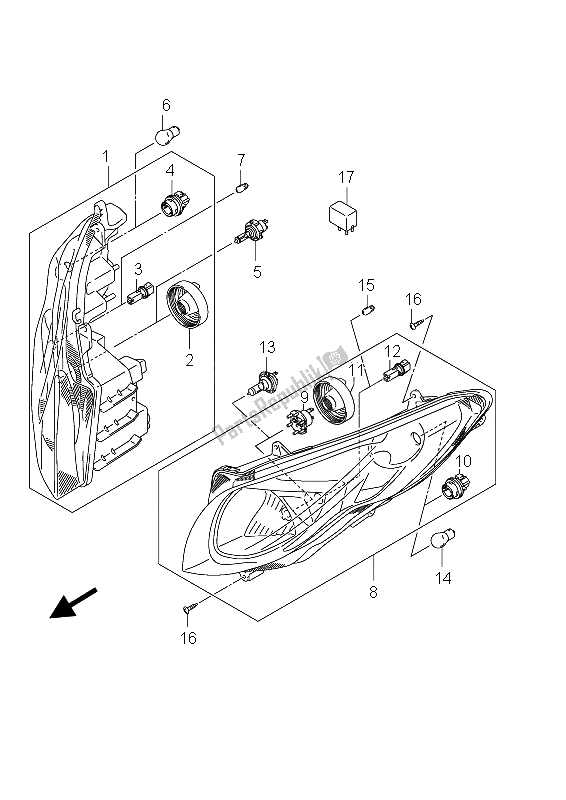 Toutes les pièces pour le Lampe Combinée Avant (an400 E19) du Suzuki Burgman AN 400 AZA 2012