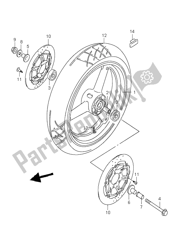 Tutte le parti per il Ruota Anteriore del Suzuki GSX 600F 1998