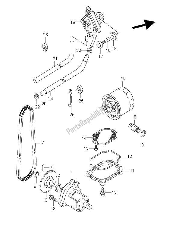 All parts for the Oil Pump & Fuel Pump of the Suzuki VL 800 Volusia 2002