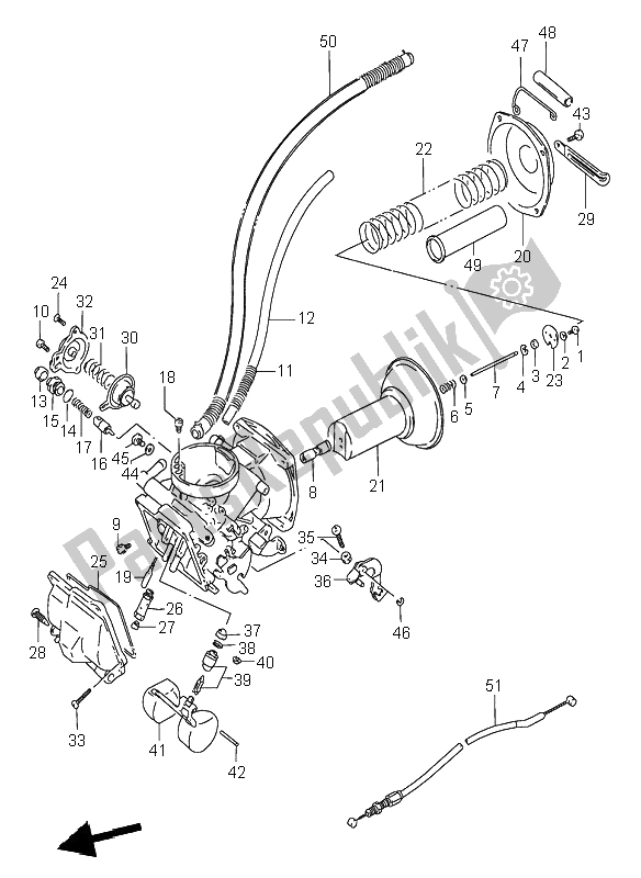 All parts for the Carburetor (front E18) of the Suzuki VS 800 Intruder 1996