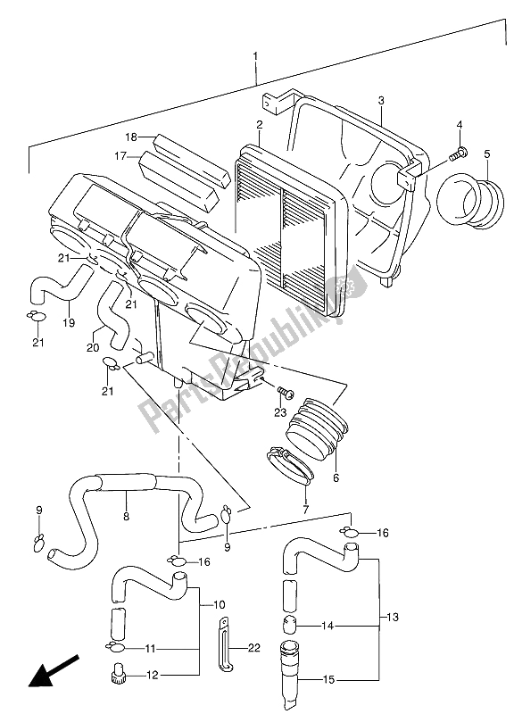 Alle onderdelen voor de Luchtfilter van de Suzuki RF 600 RU 1994