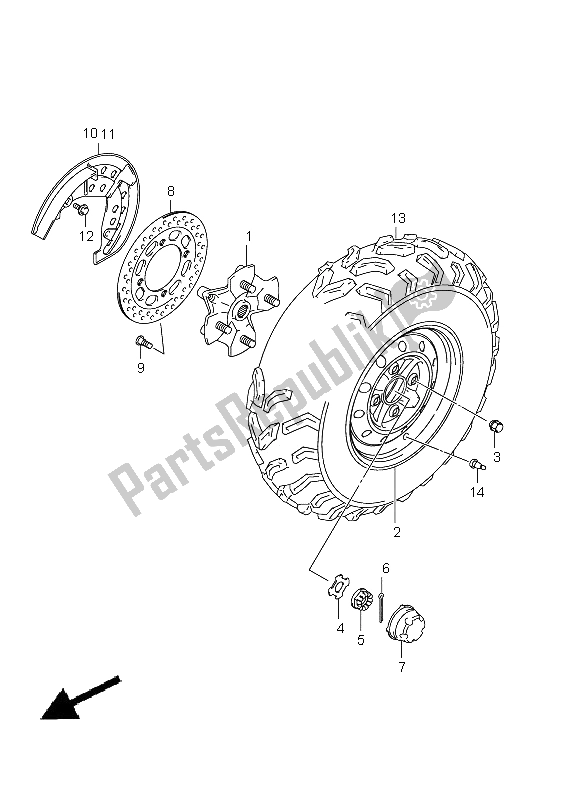 All parts for the Front Wheel of the Suzuki LT A 500 XZ Kingquad AXI 4X4 2012