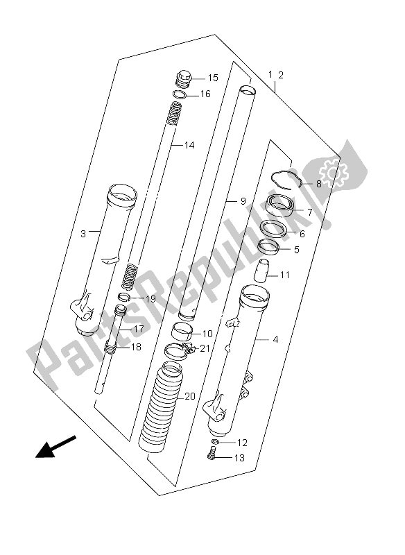 All parts for the Front Damper (lw-e33) of the Suzuki DR Z 125 SW LW 2012