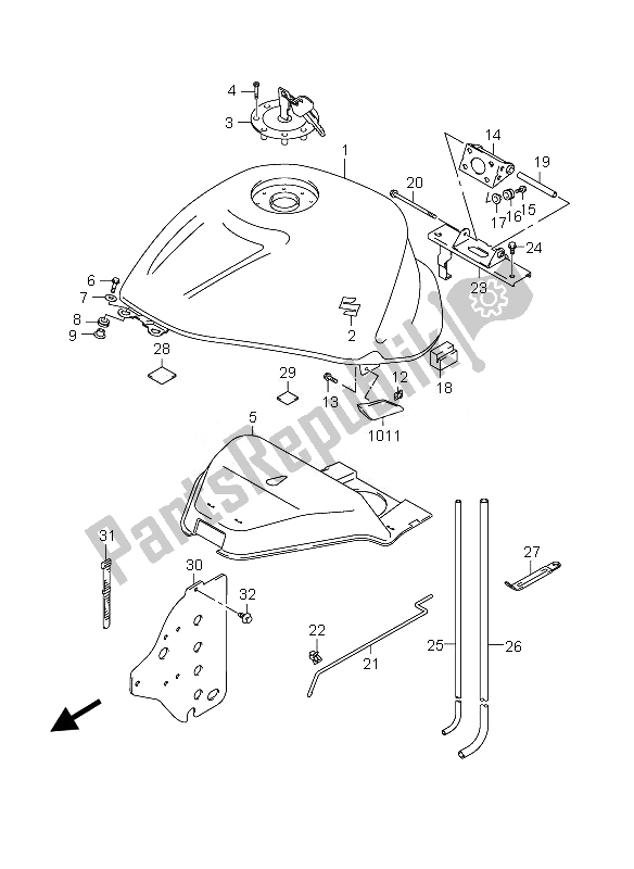 Todas las partes para Depósito De Combustible de Suzuki GSX 1300 RZ Hayabusa 2007