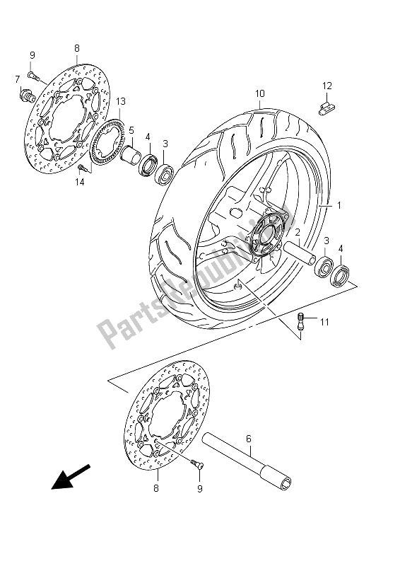 All parts for the Front Wheel (gsf1250sa E24) of the Suzuki GSF 1250 SA Bandit 2012