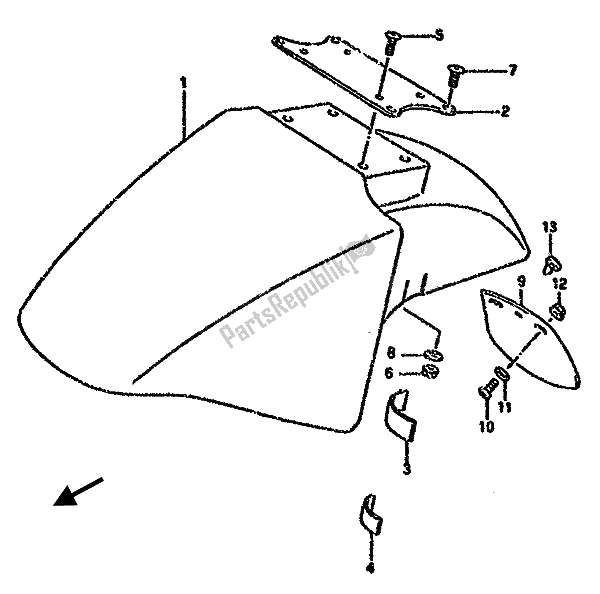 Tutte le parti per il Parafango Anteriore del Suzuki GSX 750F 1991