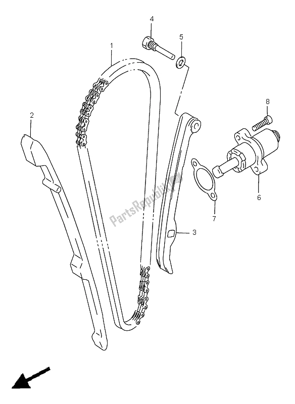 All parts for the Cam Chain of the Suzuki DR 650 SE 2000