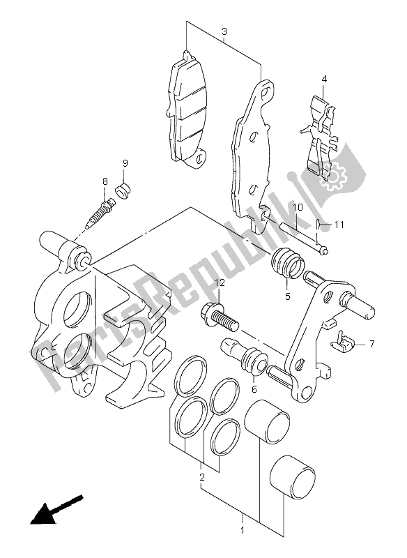 Todas as partes de Compasso De Calibre Frontal do Suzuki XF 650 Freewind 2001