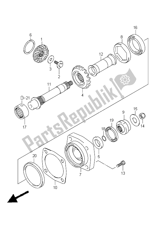 All parts for the Secondary Drive Gear of the Suzuki VZ 1500 Intruder 2009