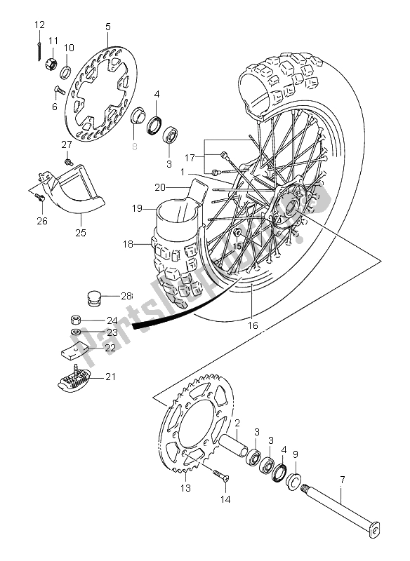 Tutte le parti per il Ruota Posteriore del Suzuki RM 250 2002