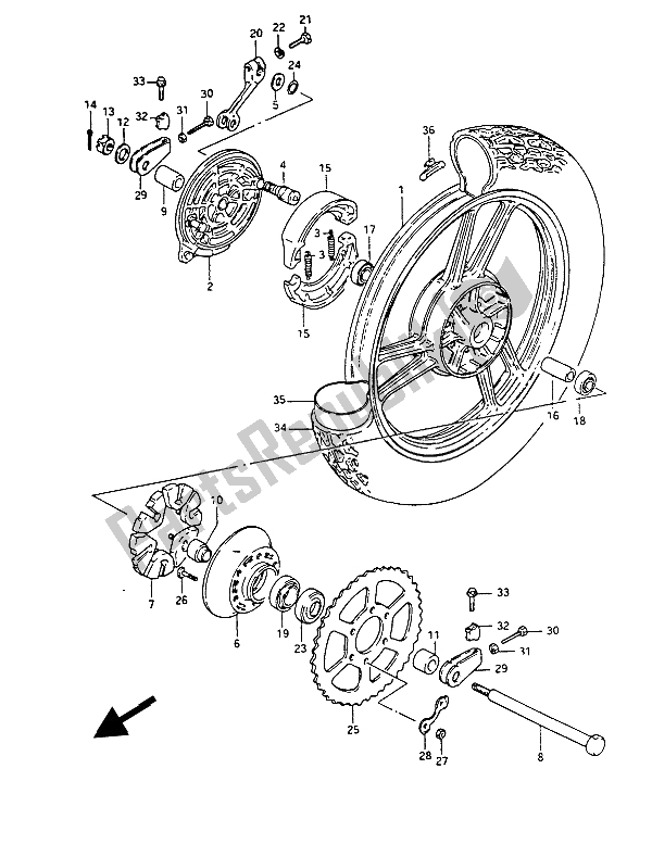 Toutes les pièces pour le Roue Arrière du Suzuki GS 450 ES 1986