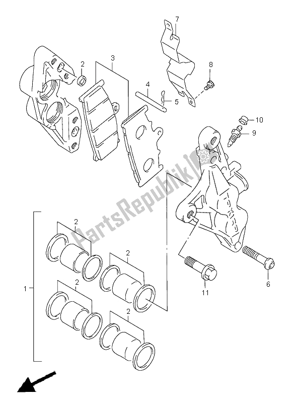 All parts for the Front Calipers of the Suzuki TL 1000S 1999