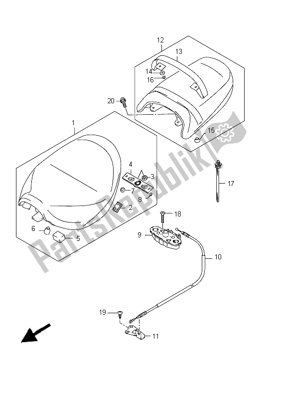 All parts for the Seat of the Suzuki VZ 800 Intruder 2012