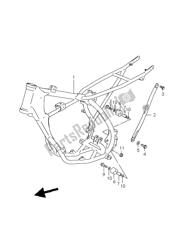 All parts for the Frame of the Suzuki RM 85 SW LW 2010