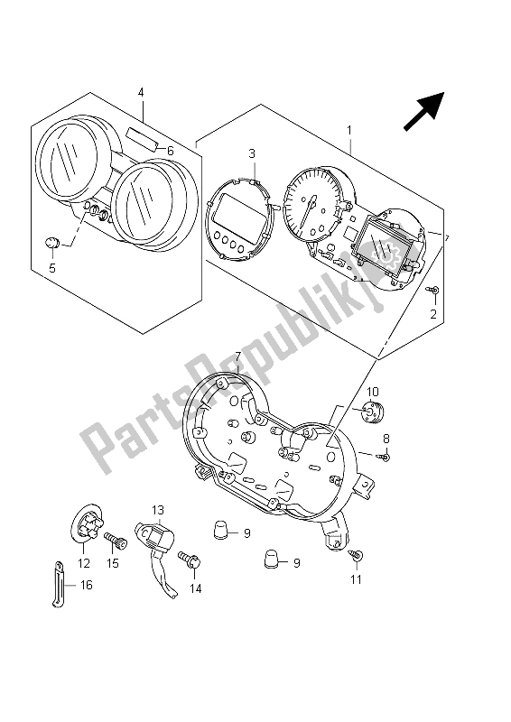 All parts for the Speedometer (gsf1250s E24) of the Suzuki GSF 1250 SA Bandit 2012