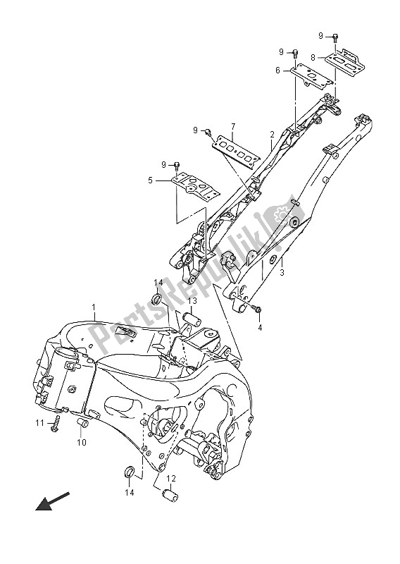Alle onderdelen voor de Frame (gsx-r1000a) van de Suzuki GSX R 1000A 2016