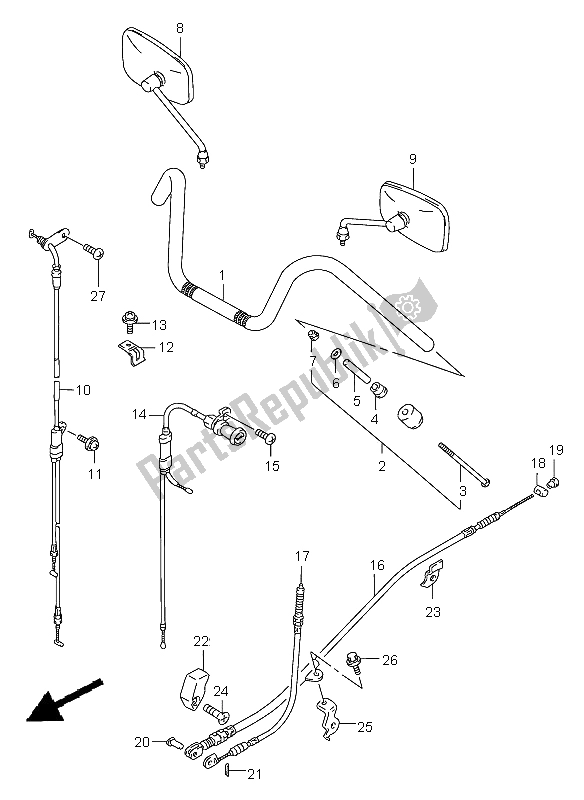 Tutte le parti per il Manubrio del Suzuki VS 800 Intruder 2003