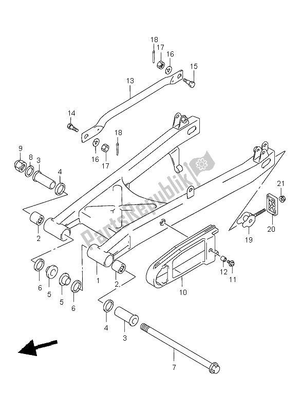 Tutte le parti per il Braccio Oscillante Posteriore del Suzuki GZ 250 Marauder 2000