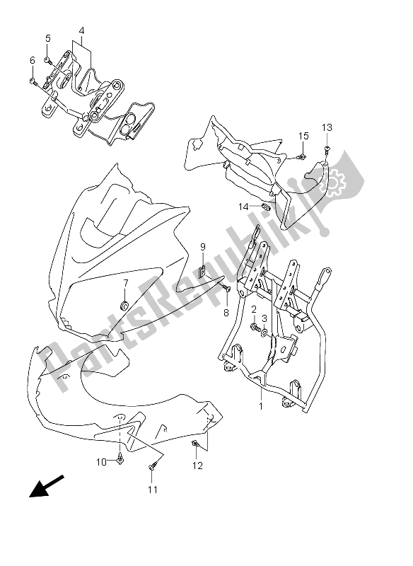 Tutte le parti per il Parti Di Installazione Del Corpo Del Cofano del Suzuki DL 650 V Strom 2004