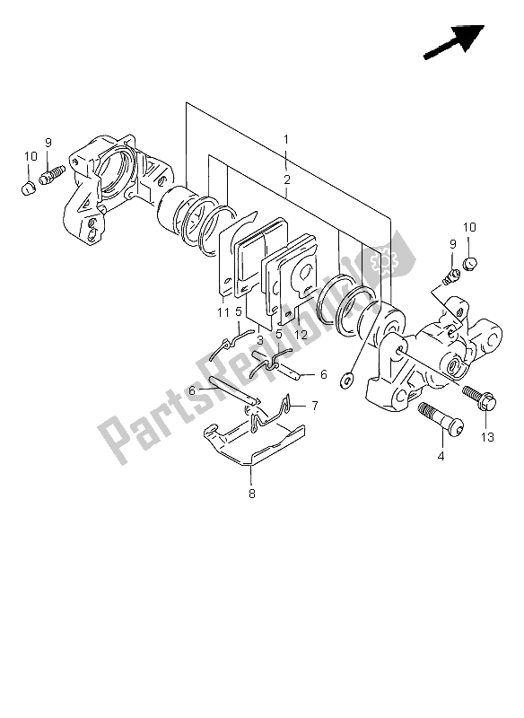 All parts for the Rear Caliper (gsf1200-s) of the Suzuki GSF 1200 Nssa Bandit 1999