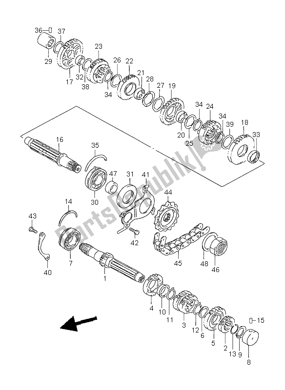 All parts for the Transmission of the Suzuki GSX 750F 1998