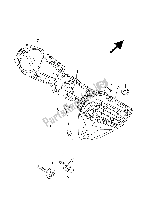 All parts for the Speedometer of the Suzuki GSX R 1000 2009