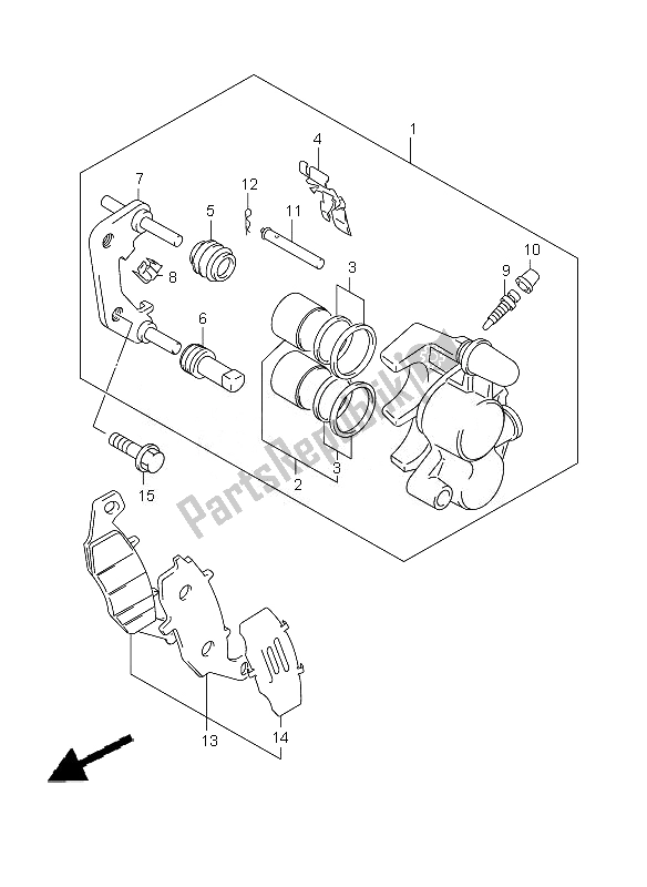 All parts for the Front Caliper (sv650sa-sua) of the Suzuki SV 650 SA 2010
