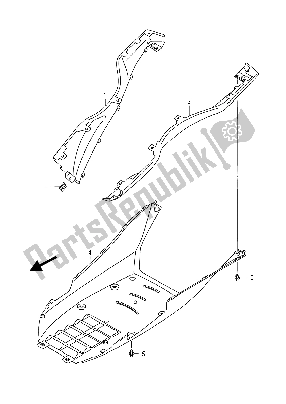 Tutte le parti per il Scudo Gamba Laterale del Suzuki UH 200A Burgman 2015