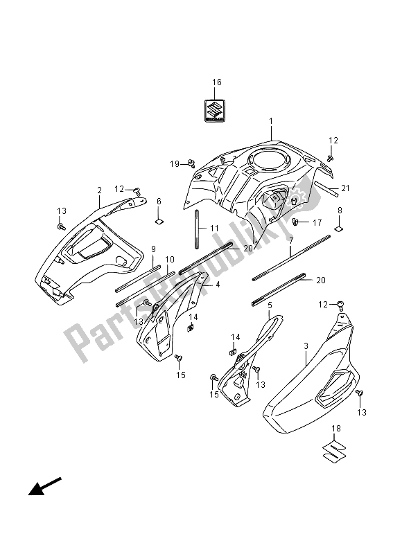 Alle onderdelen voor de Tankdeksel van de Suzuki DL 1000A V Strom 2015