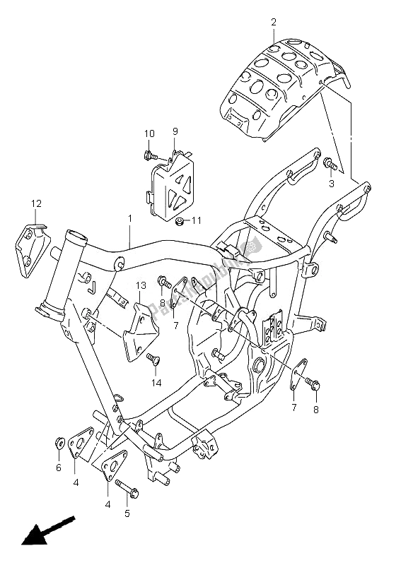 All parts for the Frame of the Suzuki VL 250 Intruder 2007