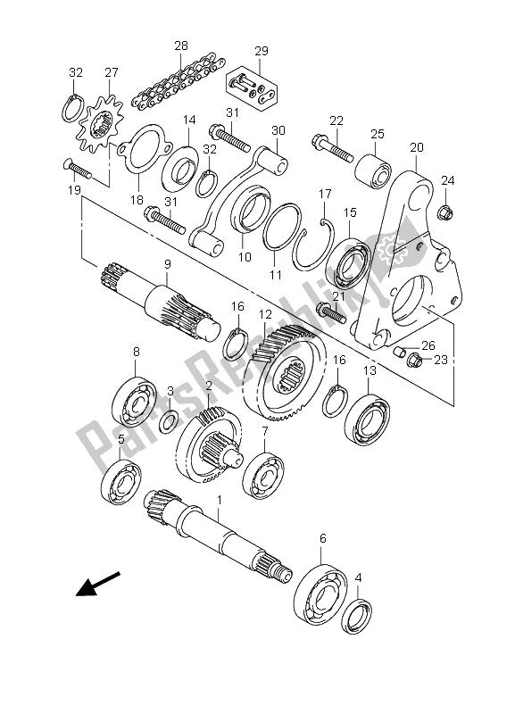 All parts for the Transmission (2) of the Suzuki LT Z 90 4T Quadsport 2010