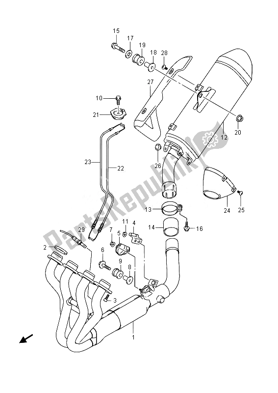 Toutes les pièces pour le Silencieux du Suzuki GSR 750A 2014