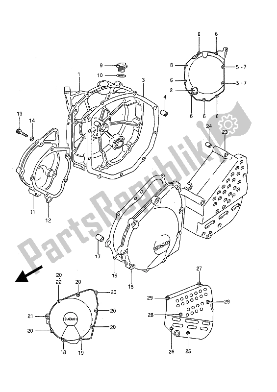 Todas as partes de Tampa Do Cárter do Suzuki GSX R 750 1991