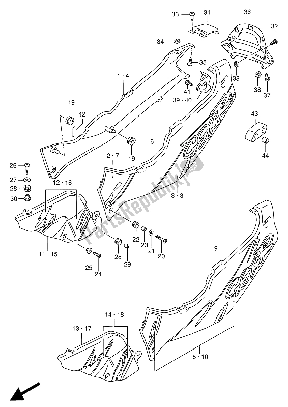 Tutte le parti per il Copertura Del Telaio del Suzuki GSX R 1100W 1993