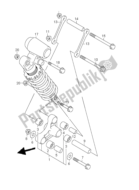 Toutes les pièces pour le Levier De Coussin Arrière du Suzuki GSX 1300R Hayabusa 2002