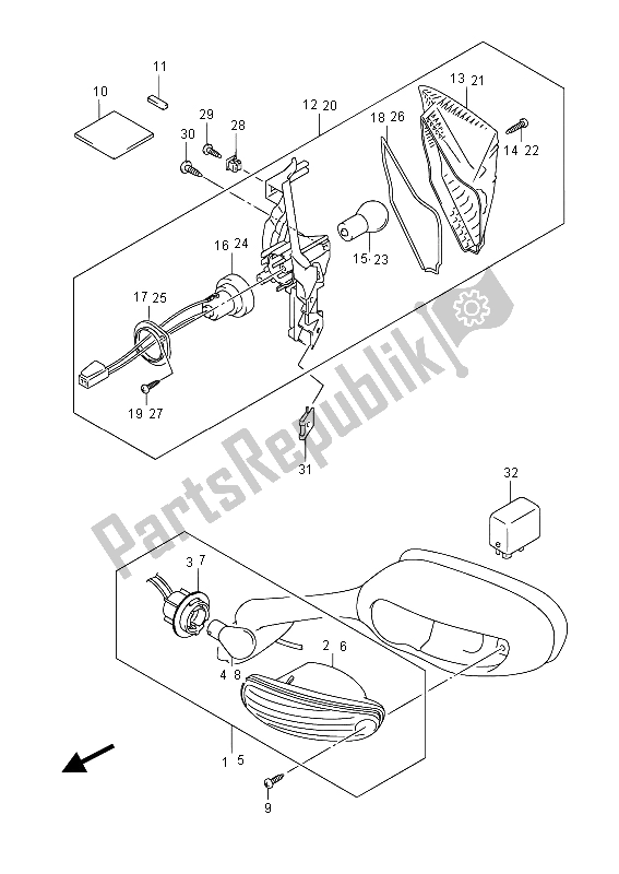 Tutte le parti per il Indicatore Di Direzione del Suzuki GSX R 600 2015