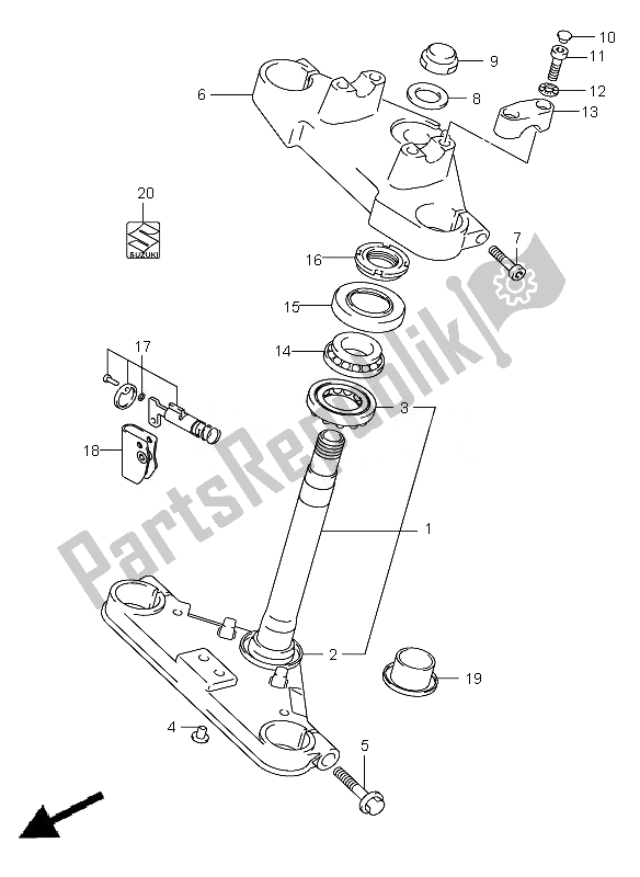 Tutte le parti per il Staffa Forcella Anteriore del Suzuki VL 125 Intruder 2007